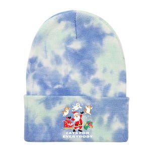 Cats For Everybody Funny Santa Claus Christmas Cat Catmas Gift Tie Dye 12in Knit Beanie