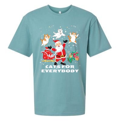 Cats For Everybody Funny Santa Claus Christmas Cat Catmas Gift Sueded Cloud Jersey T-Shirt