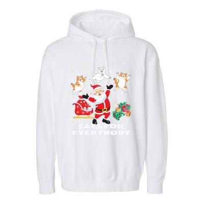 Cats For Everybody Funny Santa Claus Christmas Cat Catmas Gift Garment-Dyed Fleece Hoodie