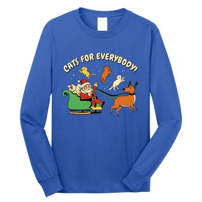 Cats For Everybody Santa Christmas Cat Funny Xmas Cute Great Gift Long Sleeve Shirt