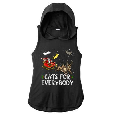 Cats For Everybody Christmas Cat Funny Xmas Santa  Ladies PosiCharge Tri-Blend Wicking Draft Hoodie Tank