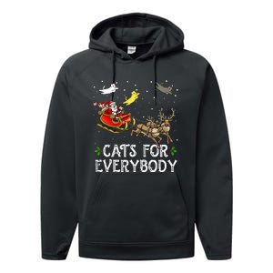 Cats For Everybody Christmas Cat Funny Xmas Santa  Performance Fleece Hoodie