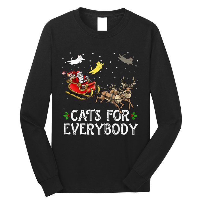 Cats For Everybody Christmas Cat Funny Xmas Santa  Long Sleeve Shirt