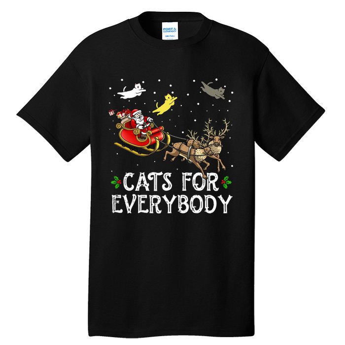 Cats For Everybody Christmas Cat Funny Xmas Santa  Tall T-Shirt