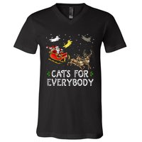 Cats For Everybody Christmas Cat Funny Xmas Santa  V-Neck T-Shirt