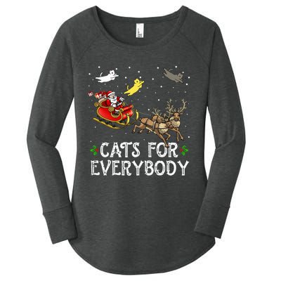 Cats For Everybody Christmas Cat Funny Xmas Santa  Women's Perfect Tri Tunic Long Sleeve Shirt