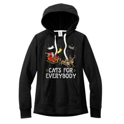 Cats For Everybody Christmas Cat Funny Xmas Santa  Women's Fleece Hoodie