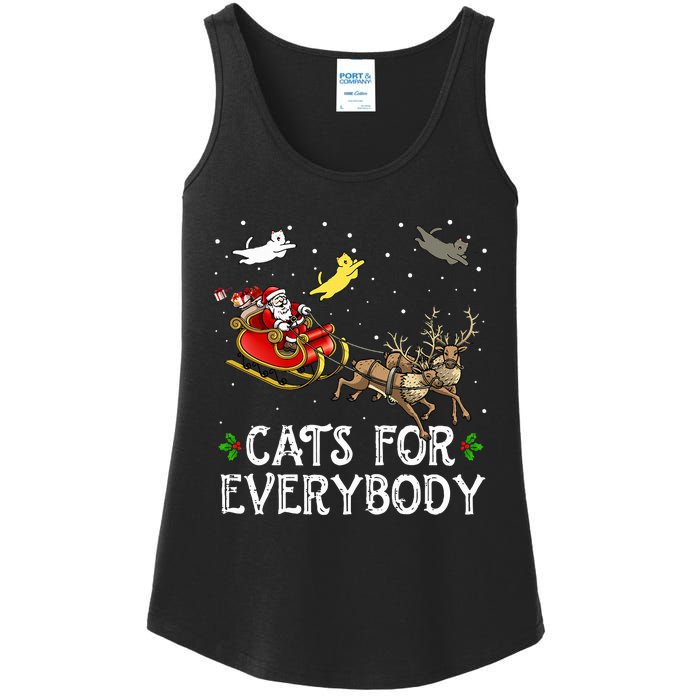 Cats For Everybody Christmas Cat Funny Xmas Santa  Ladies Essential Tank