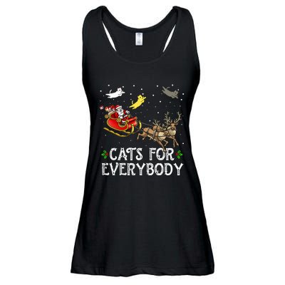 Cats For Everybody Christmas Cat Funny Xmas Santa  Ladies Essential Flowy Tank