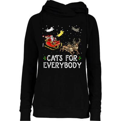 Cats For Everybody Christmas Cat Funny Xmas Santa  Womens Funnel Neck Pullover Hood