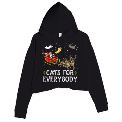 Cats For Everybody Christmas Cat Funny Xmas Santa  Crop Fleece Hoodie