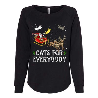 Cats For Everybody Christmas Cat Funny Xmas Santa  Womens California Wash Sweatshirt