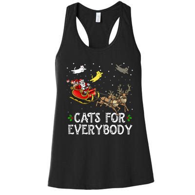 Cats For Everybody Christmas Cat Funny Xmas Santa  Women's Racerback Tank