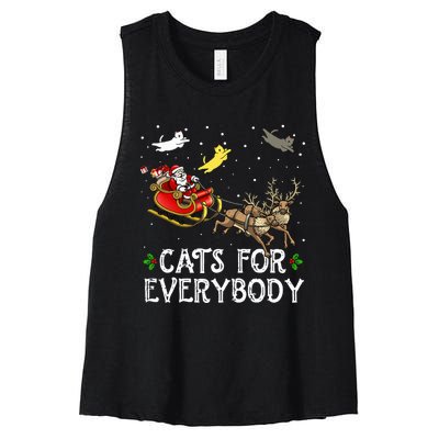 Cats For Everybody Christmas Cat Funny Xmas Santa  Women's Racerback Cropped Tank