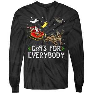 Cats For Everybody Christmas Cat Funny Xmas Santa  Tie-Dye Long Sleeve Shirt