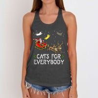 Cats For Everybody Christmas Cat Funny Xmas Santa  Women's Knotted Racerback Tank