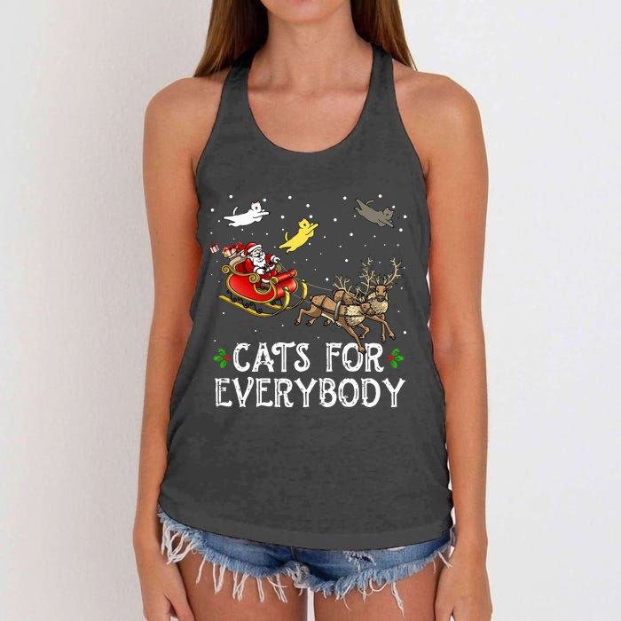 Cats For Everybody Christmas Cat Funny Xmas Santa  Women's Knotted Racerback Tank