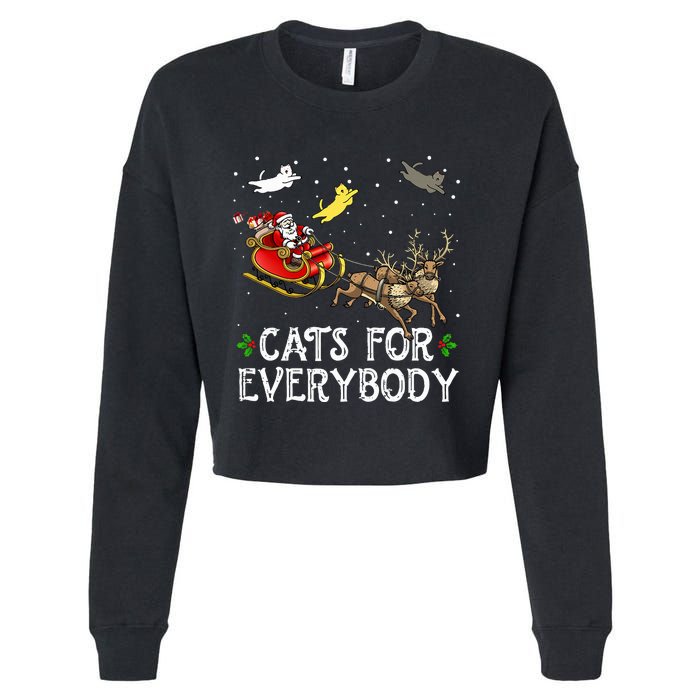 Cats For Everybody Christmas Cat Funny Xmas Santa  Cropped Pullover Crew