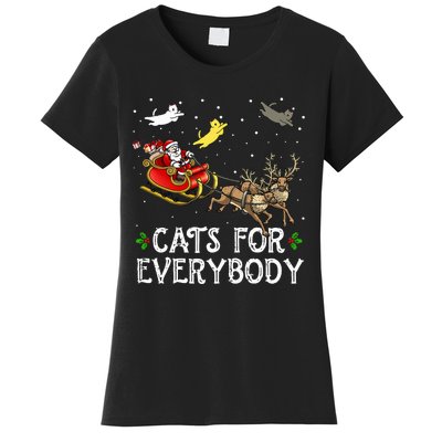 Cats For Everybody Christmas Cat Funny Xmas Santa  Women's T-Shirt