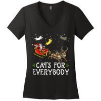 Cats For Everybody Christmas Cat Funny Xmas Santa  Women's V-Neck T-Shirt