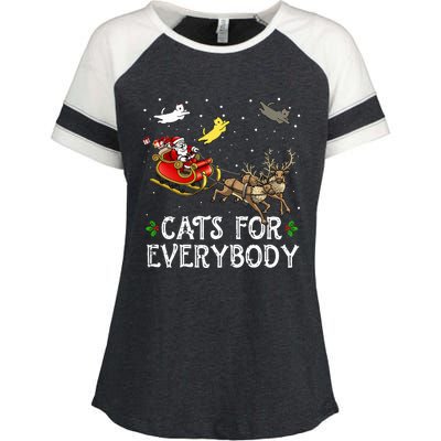 Cats For Everybody Christmas Cat Funny Xmas Santa  Enza Ladies Jersey Colorblock Tee