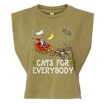 Cats For Everybody Christmas Cat Funny Xmas Santa  Garment-Dyed Women's Muscle Tee