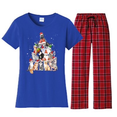 Cats For Everybody Christmas Cats Xmas Meow Christmas Gift Women's Flannel Pajama Set