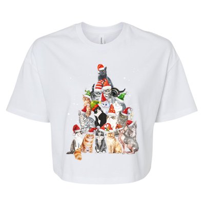 Cats For Everybody Christmas Cats Xmas Meow Christmas Gift Bella+Canvas Jersey Crop Tee