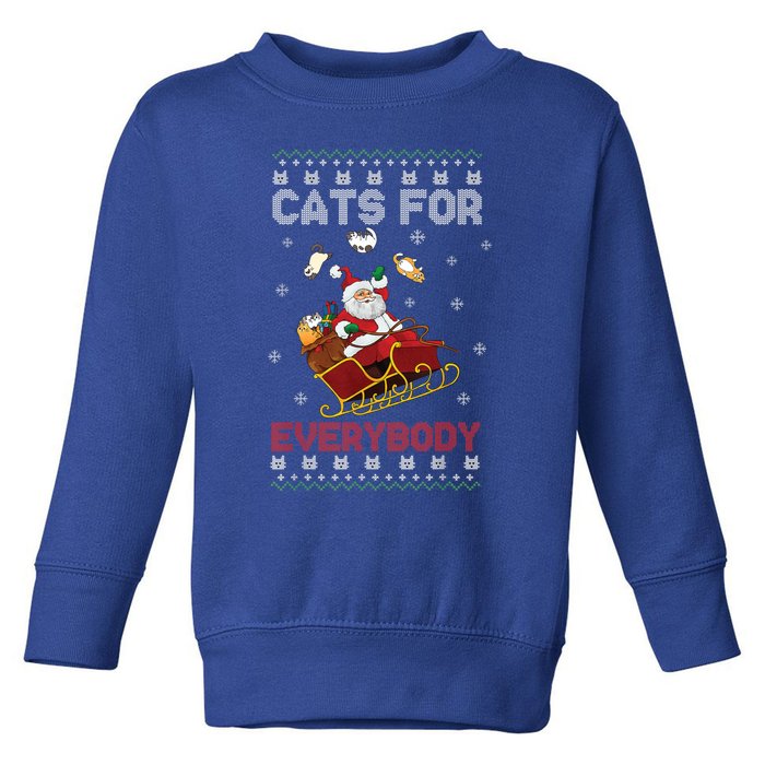 Cats For Everybody Christmas Cute Cat Lover Ugly Sweater Gift Toddler Sweatshirt