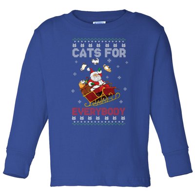 Cats For Everybody Christmas Cute Cat Lover Ugly Sweater Gift Toddler Long Sleeve Shirt