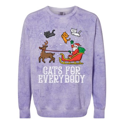 Cats For Everybody Santa Funny Christmas Pjs Xmas Cool Gift Colorblast Crewneck Sweatshirt