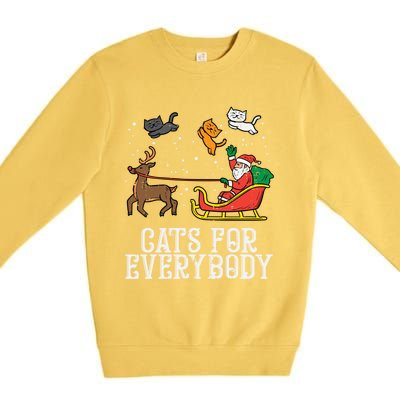 Cats For Everybody Santa Funny Christmas Pjs Xmas Cool Gift Premium Crewneck Sweatshirt