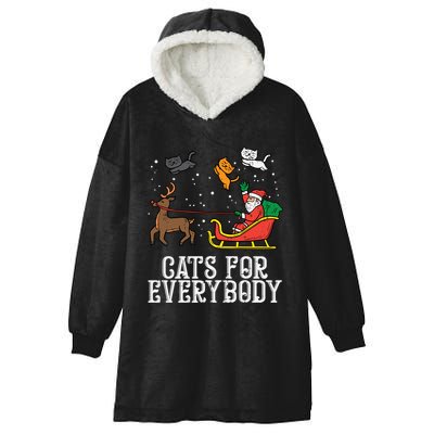 Cats For Everybody Santa Funny Christmas Pjs Xmas Cool Gift Hooded Wearable Blanket