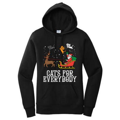 Cats For Everybody Santa Funny Christmas Pjs Xmas Cool Gift Women's Pullover Hoodie