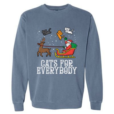 Cats For Everybody Santa Funny Christmas Pjs Xmas Cool Gift Garment-Dyed Sweatshirt