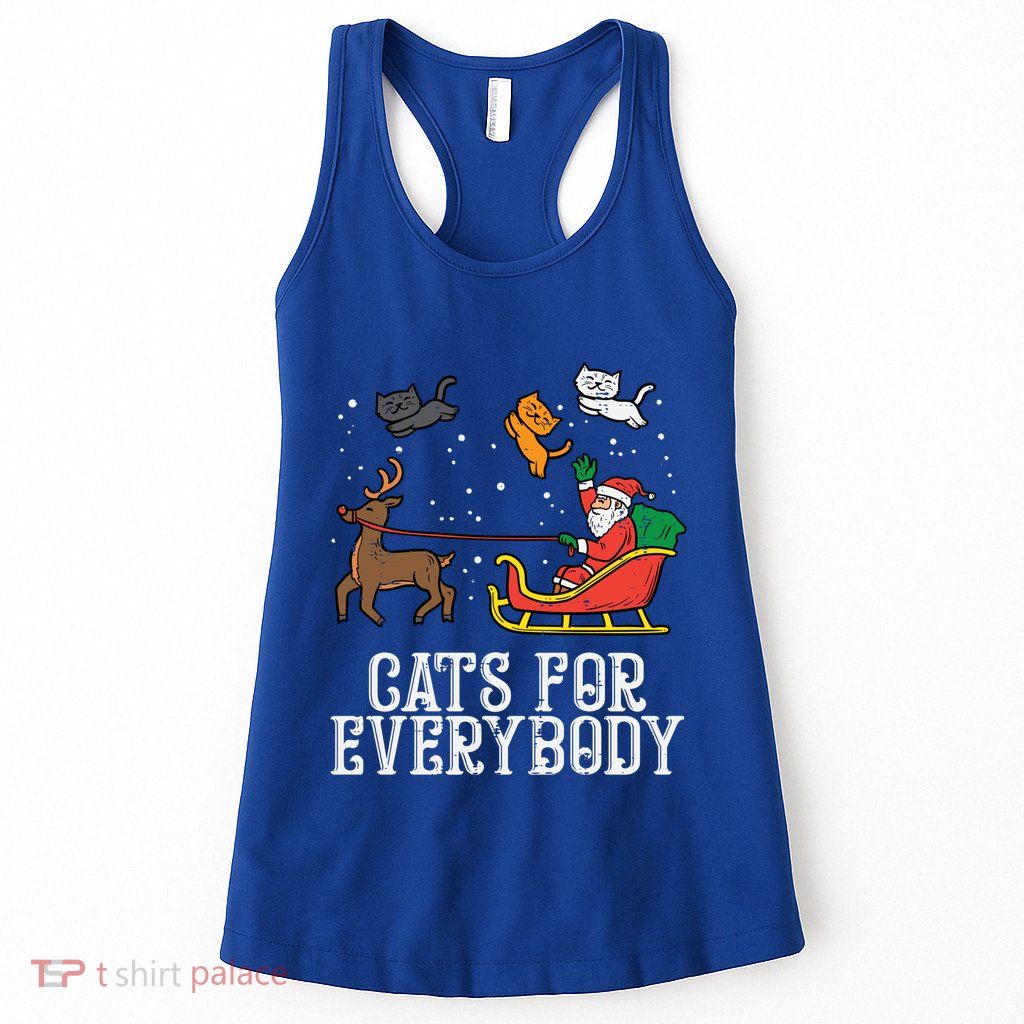 Cats For Everybody Santa Funny Christmas Pjs Xmas Cool Gift Womens Tank Top