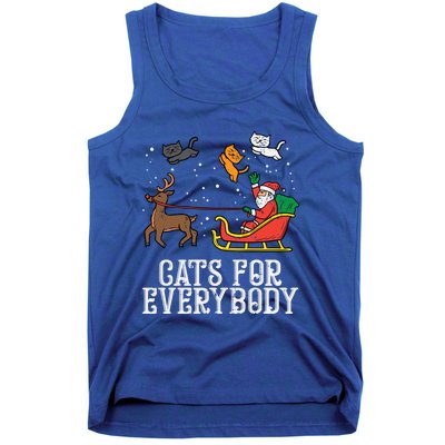 Cats For Everybody Santa Funny Christmas Pjs Xmas Cool Gift Tank Top