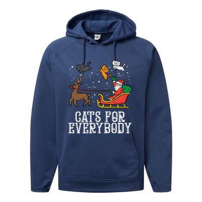 Cats For Everybody Santa Funny Christmas Pjs Xmas Cool Gift Performance Fleece Hoodie