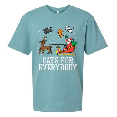 Cats For Everybody Santa Funny Christmas Pjs Xmas Cool Gift Sueded Cloud Jersey T-Shirt