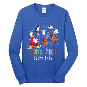 Cats For Everybody Funny Christmas Cat Lover Gift Tall Long Sleeve T-Shirt