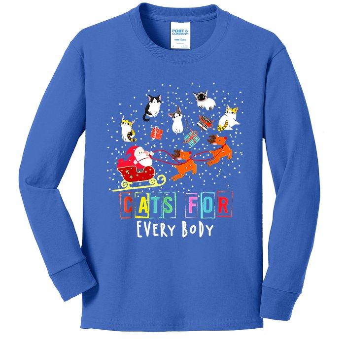 Cats For Everybody Funny Christmas Cat Lover Gift Kids Long Sleeve Shirt