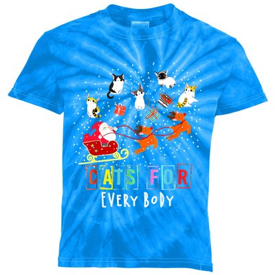 Cats For Everybody Funny Christmas Cat Lover Gift Kids Tie-Dye T-Shirt