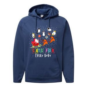 Cats For Everybody Funny Christmas Cat Lover Gift Performance Fleece Hoodie