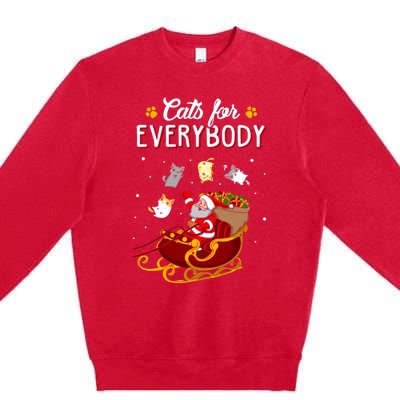 Cats For Everybody Cat Christmas Ugly Christmas Gift Premium Crewneck Sweatshirt