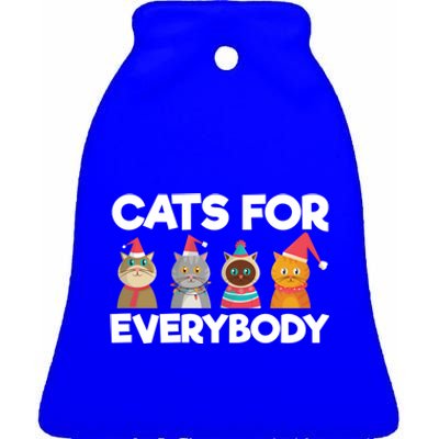 Cats For Everybody Santa Hat Kitties Merry Christmas Costume Gift Ceramic Bell Ornament