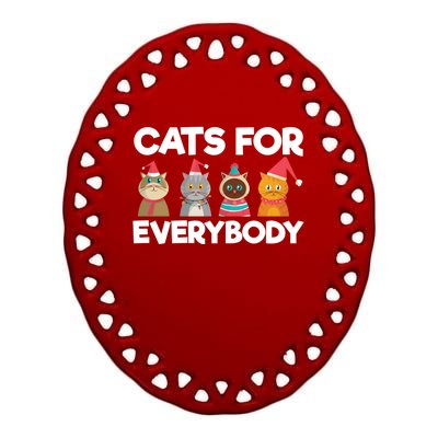 Cats For Everybody Santa Hat Kitties Merry Christmas Costume Gift Ceramic Oval Ornament