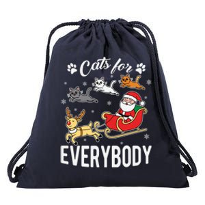 Cats For Everybody Santa’S Sleigh Christmas Funny Xmas Gift Drawstring Bag