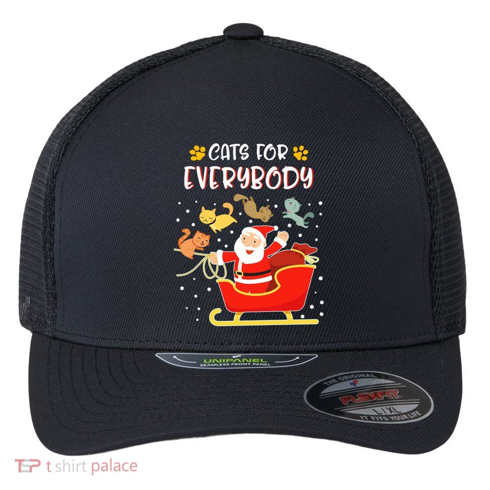 Cats For Everybody Christmas Kitten Lover Gift Flexfit Unipanel Trucker Cap