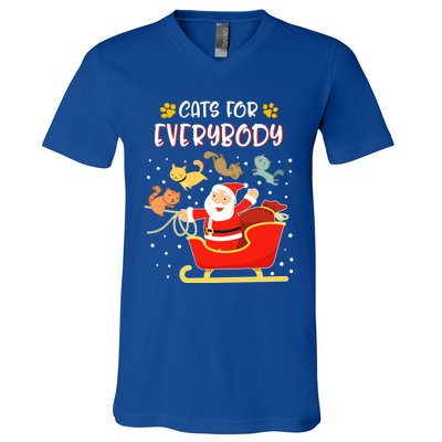 Cats For Everybody Christmas Kitten Lover Gift V-Neck T-Shirt