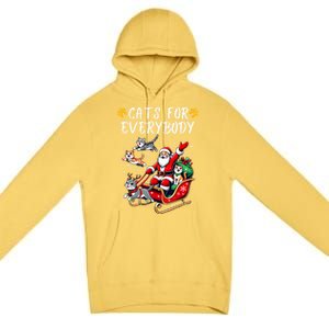 Cats For Everybody Christmas Cat Funny Xmas Santa Gift Premium Pullover Hoodie